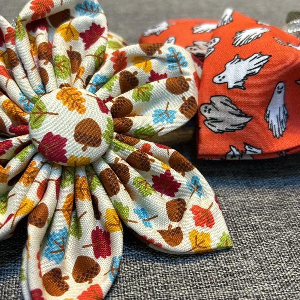 2 - Halloween/Fall Dogs Adjustable Comfortable Large Orange Ghost/Fall